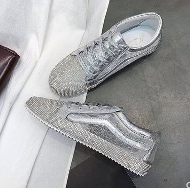 Sneakers Damen Flats Gold Silber Schuhe Strass Bling Freizeitschuhe Koreanische Luxus Creepers Superstar Schuhe Streetwear