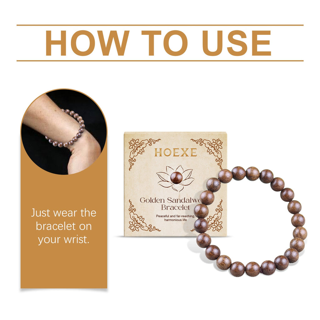 Golddraht Sandelholzperle Hand Täglicher Trageschmuck Schlicht Mode 100 mit dekorativem Holzperlenarmband