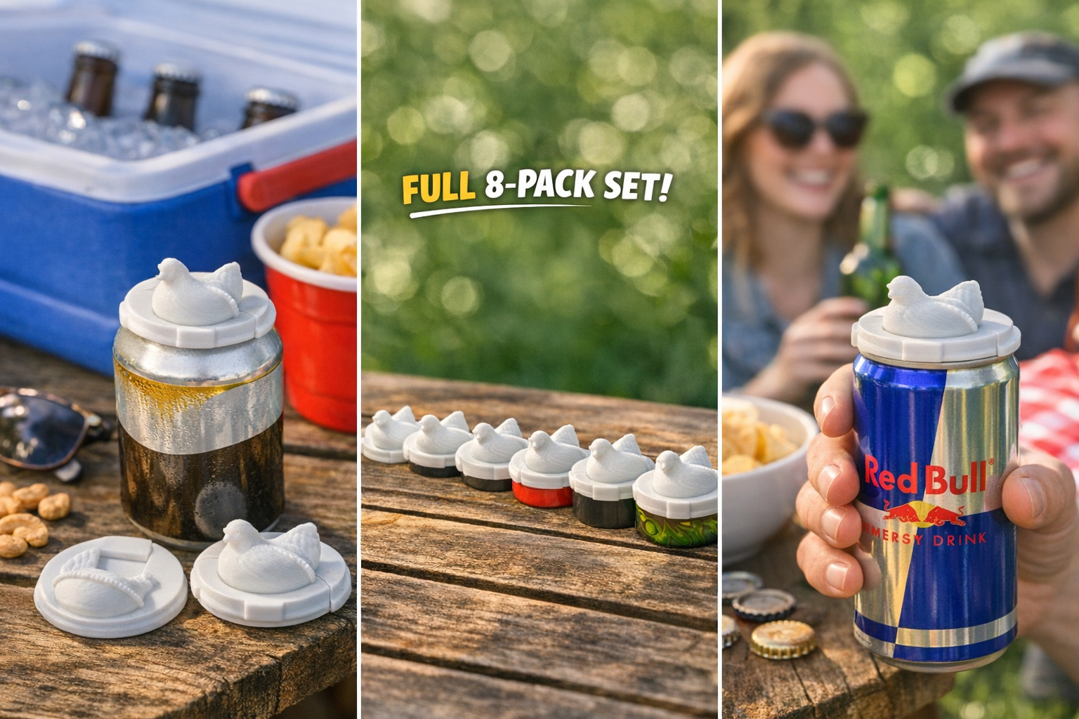 Hen in a Nest – Custom 3D Printed Can Lid - 8 Pack