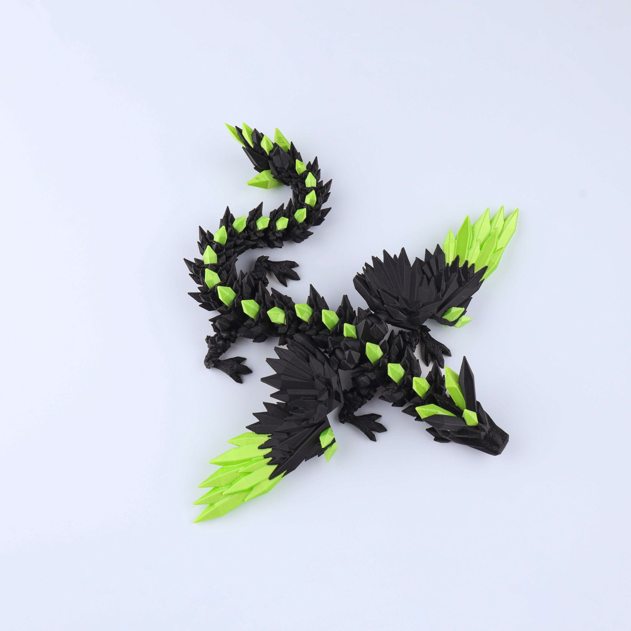 3D-gedruckter Kristallflügel-Drache Fidget Toy – Bewegliches Fantasy-Schreibtischspielzeug Geschenk