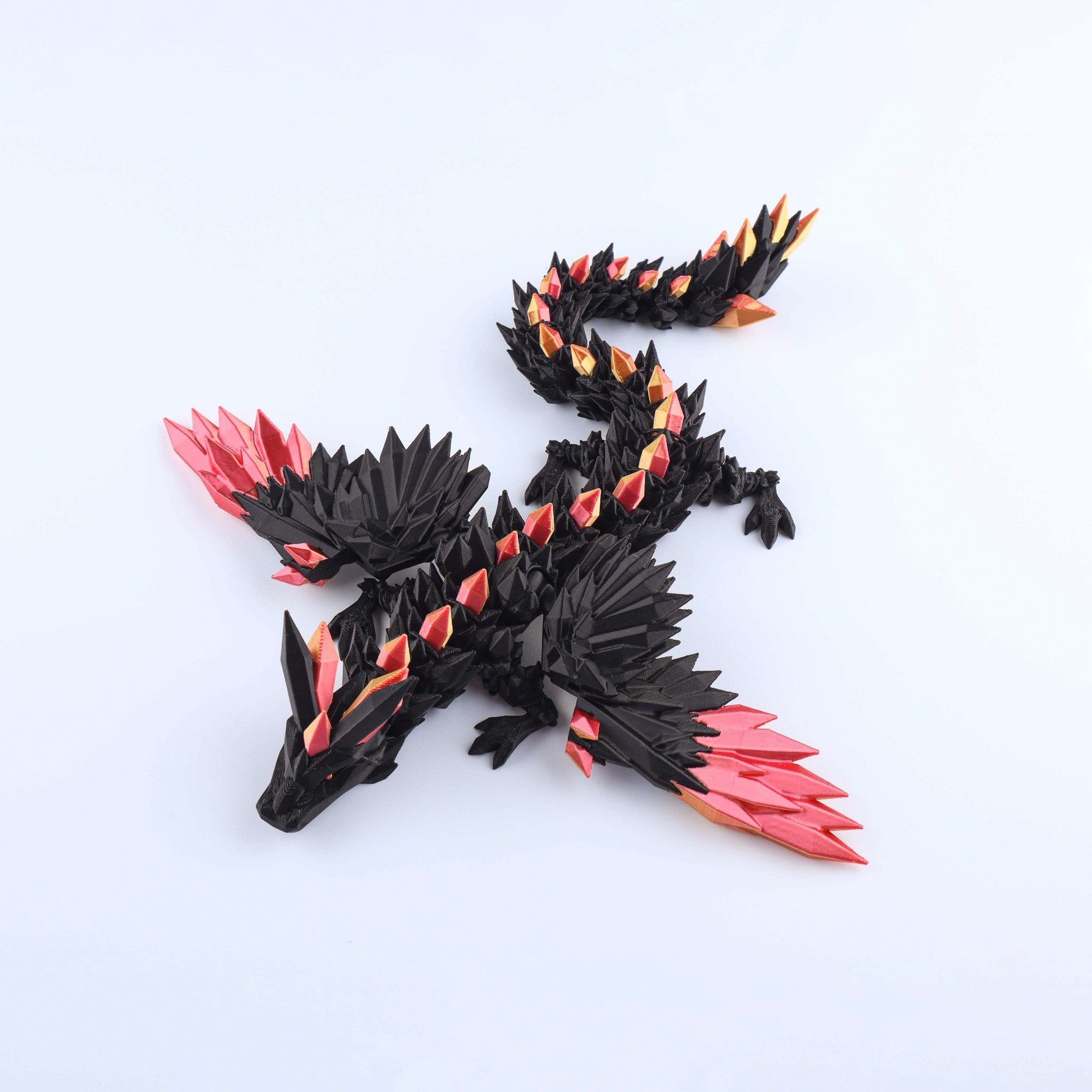 3D-gedruckter Kristallflügel-Drache Fidget Toy – Bewegliches Fantasy-Schreibtischspielzeug Geschenk
