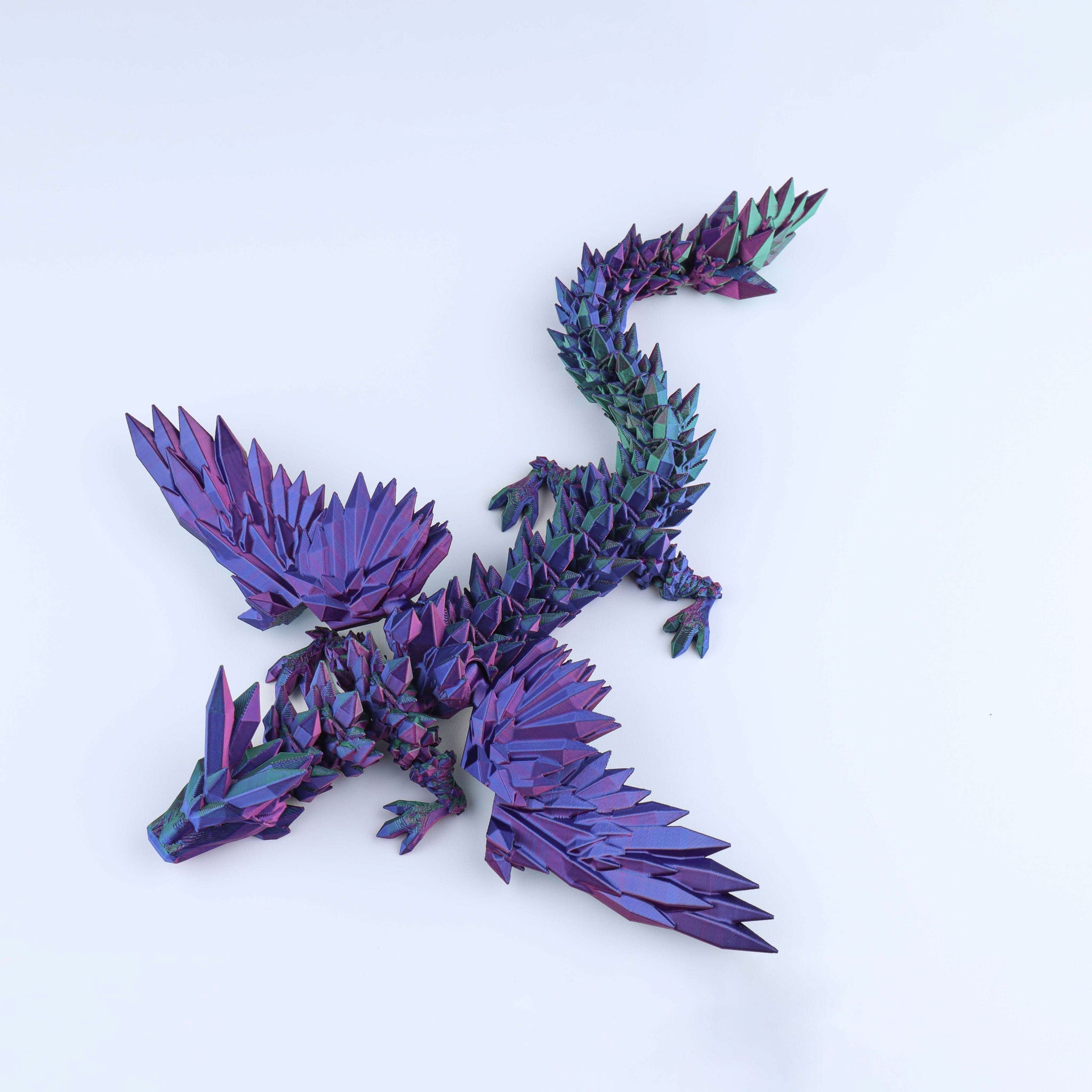 3D-gedruckter Kristallflügel-Drache Fidget Toy – Bewegliches Fantasy-Schreibtischspielzeug Geschenk