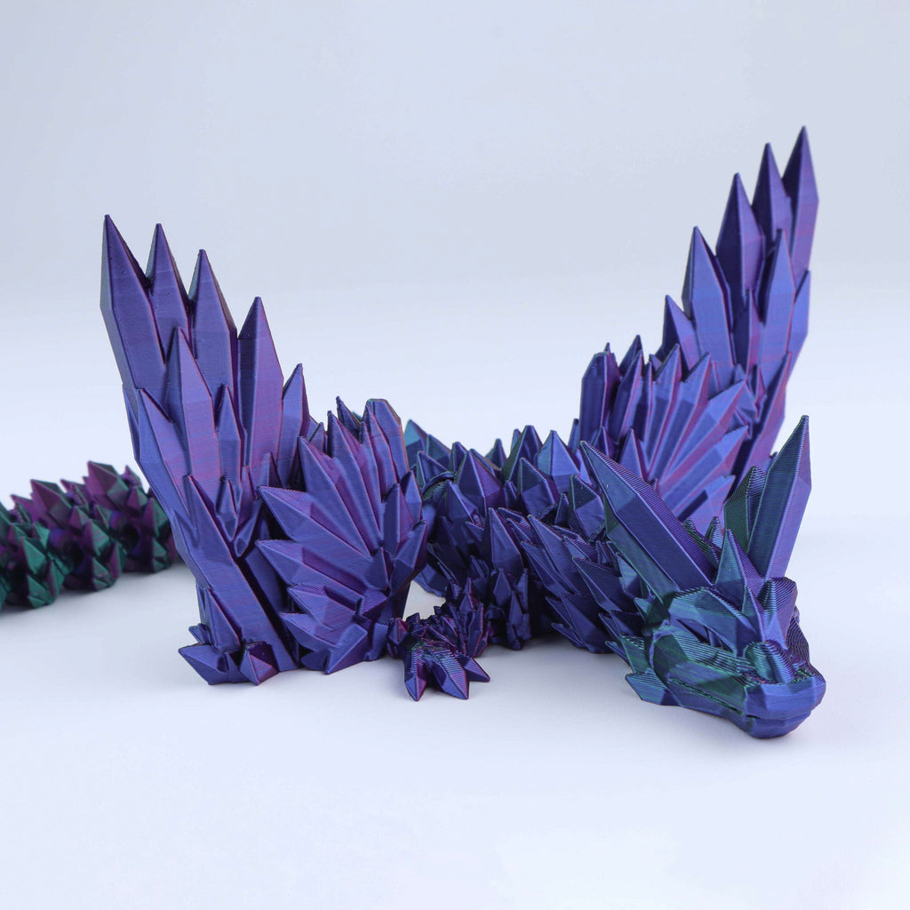 3D-gedruckter Kristallflügel-Drache Fidget Toy – Bewegliches Fantasy-Schreibtischspielzeug Geschenk