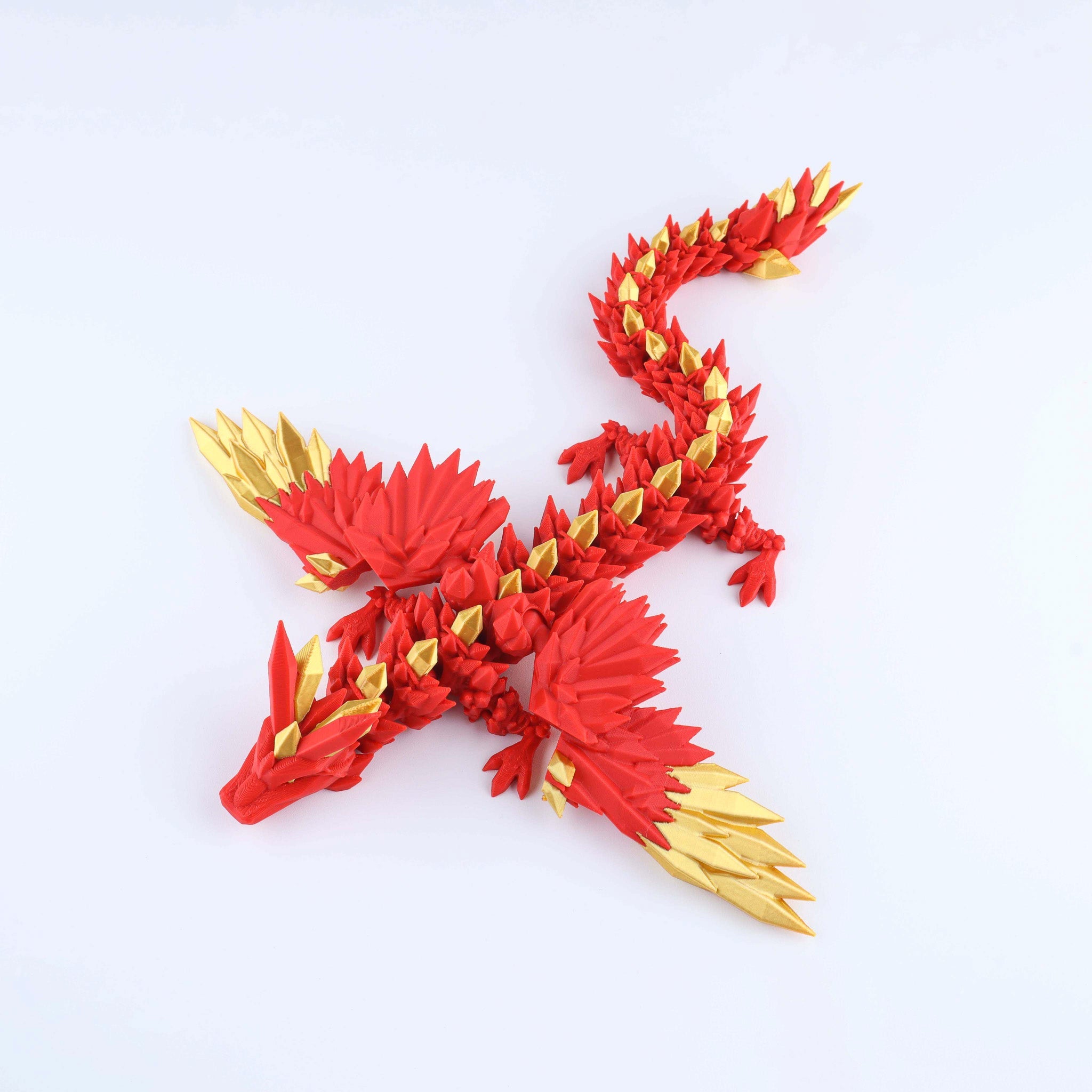 3D-gedruckter Kristallflügel-Drache Fidget Toy – Bewegliches Fantasy-Schreibtischspielzeug Geschenk