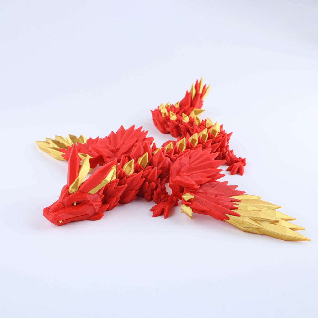 3D-gedruckter Kristallflügel-Drache Fidget Toy – Bewegliches Fantasy-Schreibtischspielzeug Geschenk