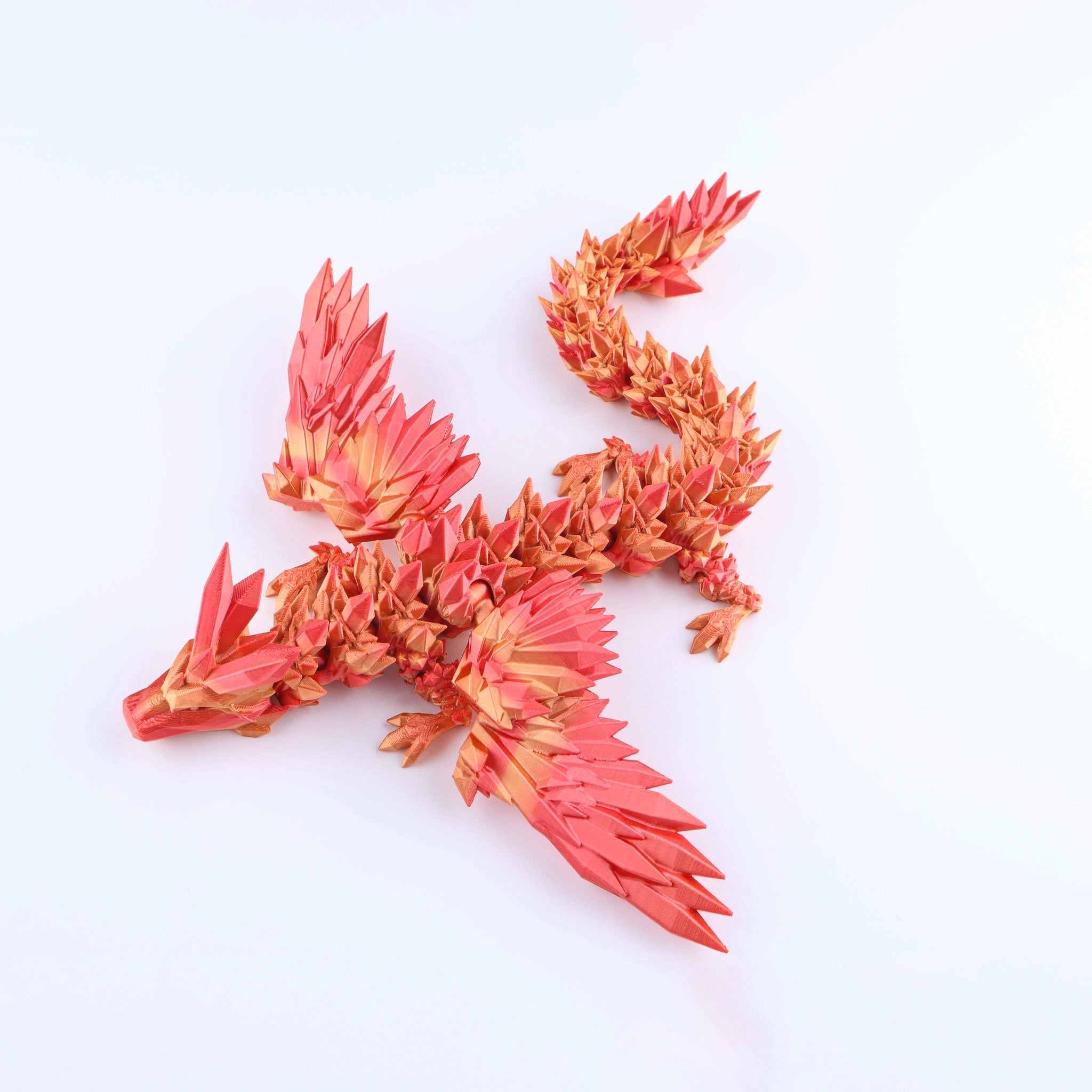 3D-gedruckter Kristallflügel-Drache Fidget Toy – Bewegliches Fantasy-Schreibtischspielzeug Geschenk