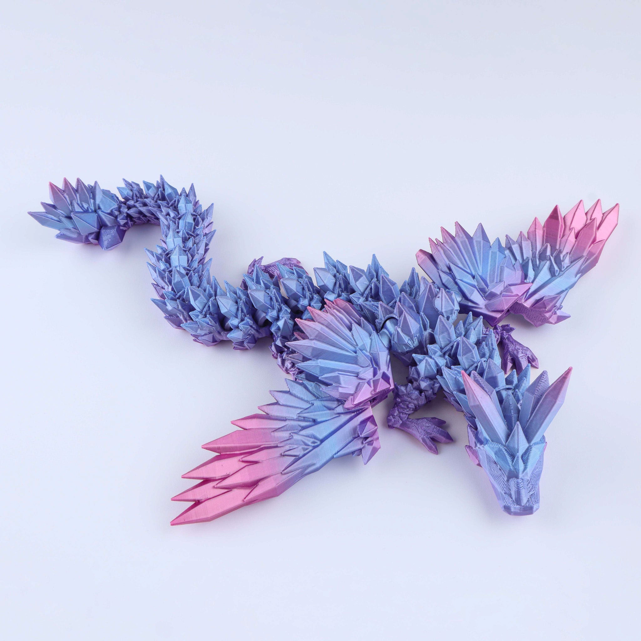 3D-gedruckter Kristallflügel-Drache Fidget Toy – Bewegliches Fantasy-Schreibtischspielzeug Geschenk