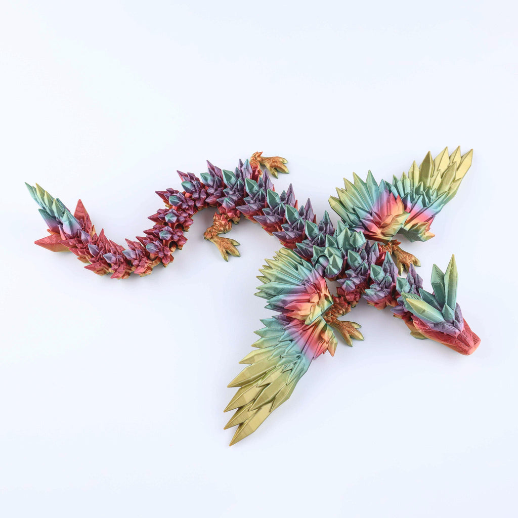3D-gedruckter Kristallflügel-Drache Fidget Toy – Bewegliches Fantasy-Schreibtischspielzeug Geschenk