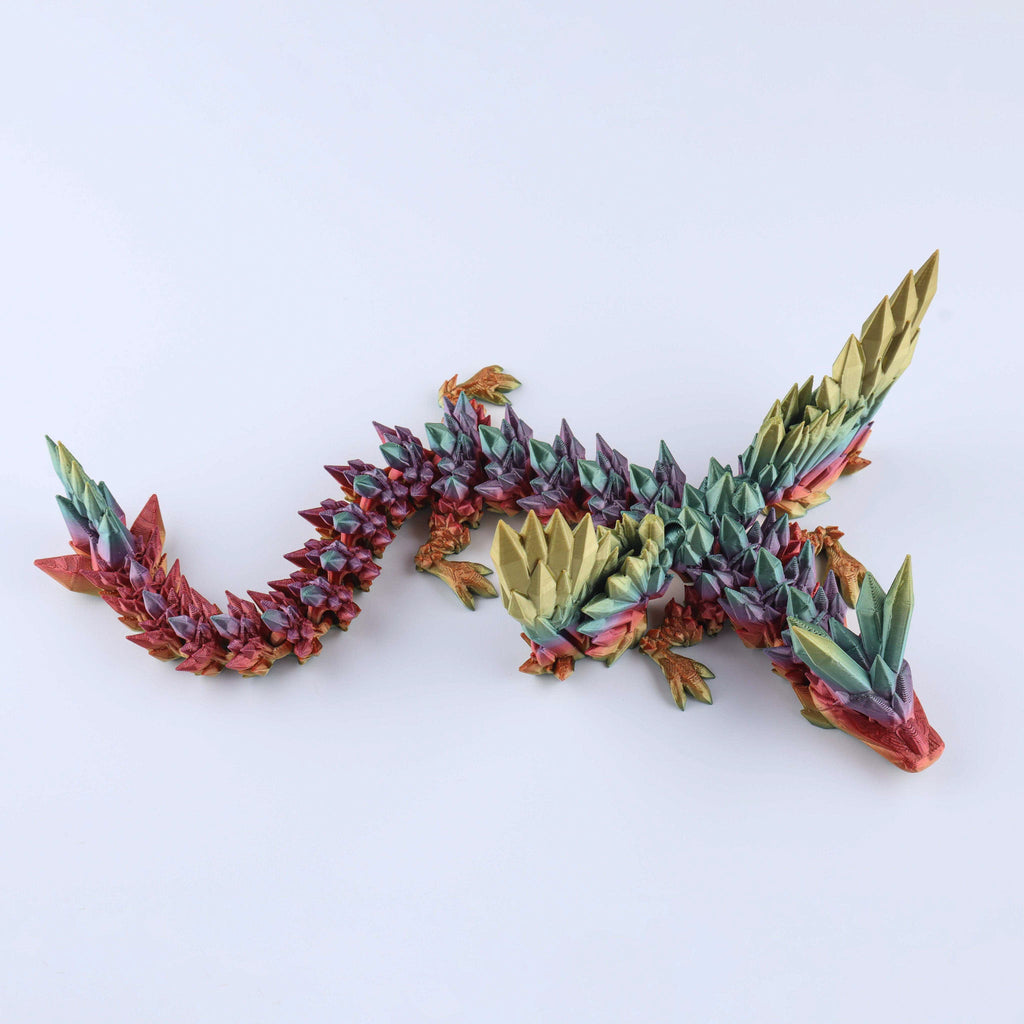 3D-gedruckter Kristallflügel-Drache Fidget Toy – Bewegliches Fantasy-Schreibtischspielzeug Geschenk