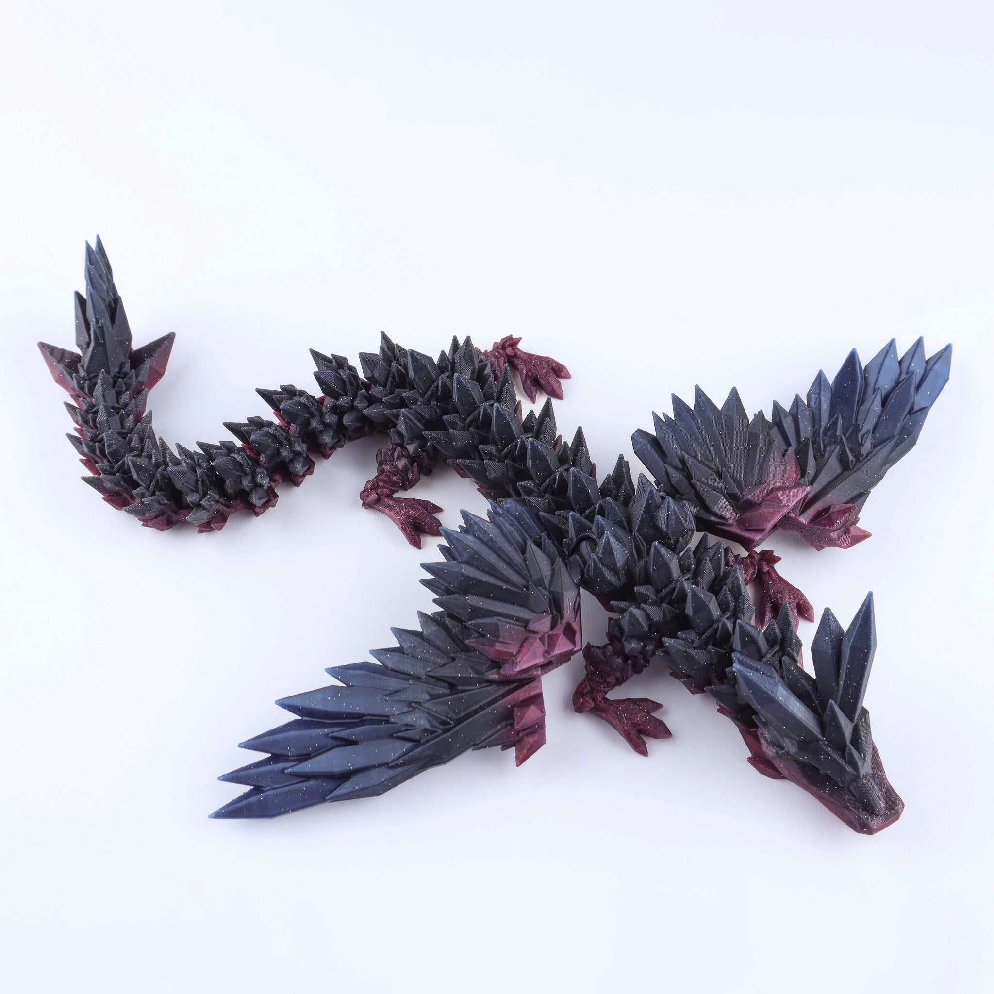 3D-gedruckter Kristallflügel-Drache Fidget Toy – Bewegliches Fantasy-Schreibtischspielzeug Geschenk