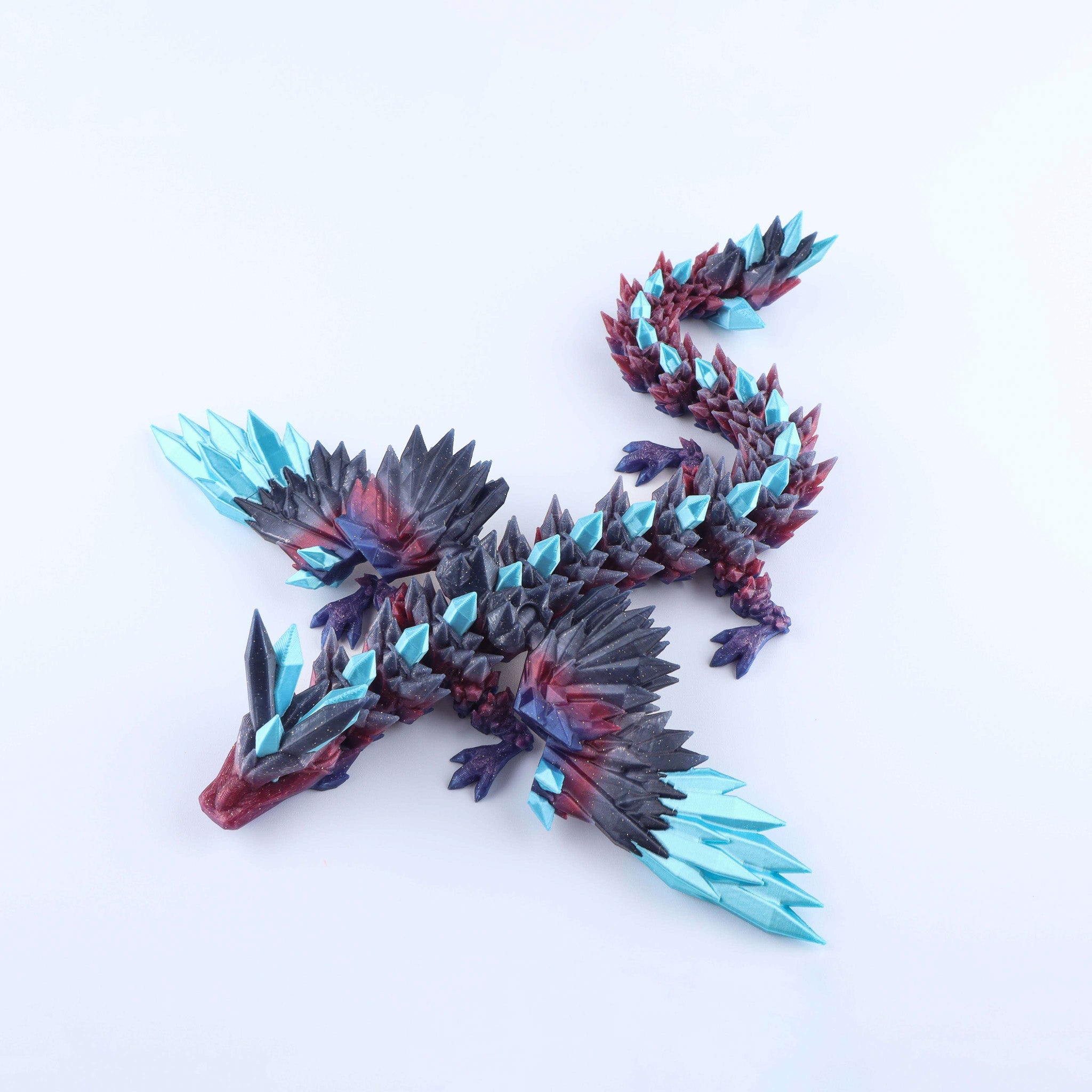 3D-gedruckter Kristallflügel-Drache Fidget Toy – Bewegliches Fantasy-Schreibtischspielzeug Geschenk
