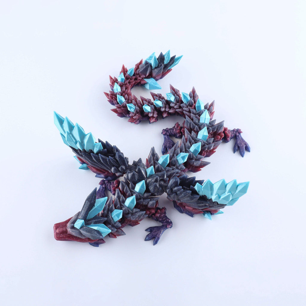 3D-gedruckter Kristallflügel-Drache Fidget Toy – Bewegliches Fantasy-Schreibtischspielzeug Geschenk