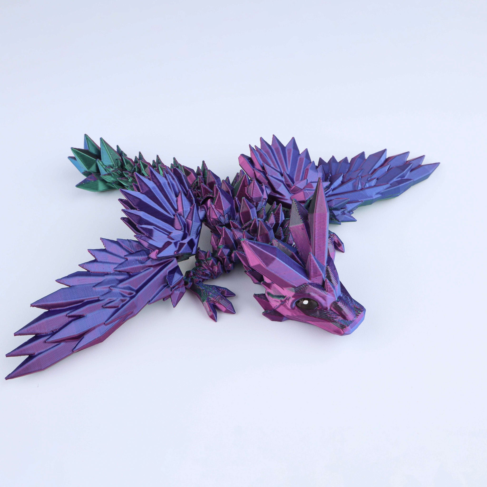 3D-gedrucktes Kristallflügel-Kaulquappendrachen-Fidget-Spielzeug – Bewegliches Fantasy-Schreibtischspielzeug-Geschenk