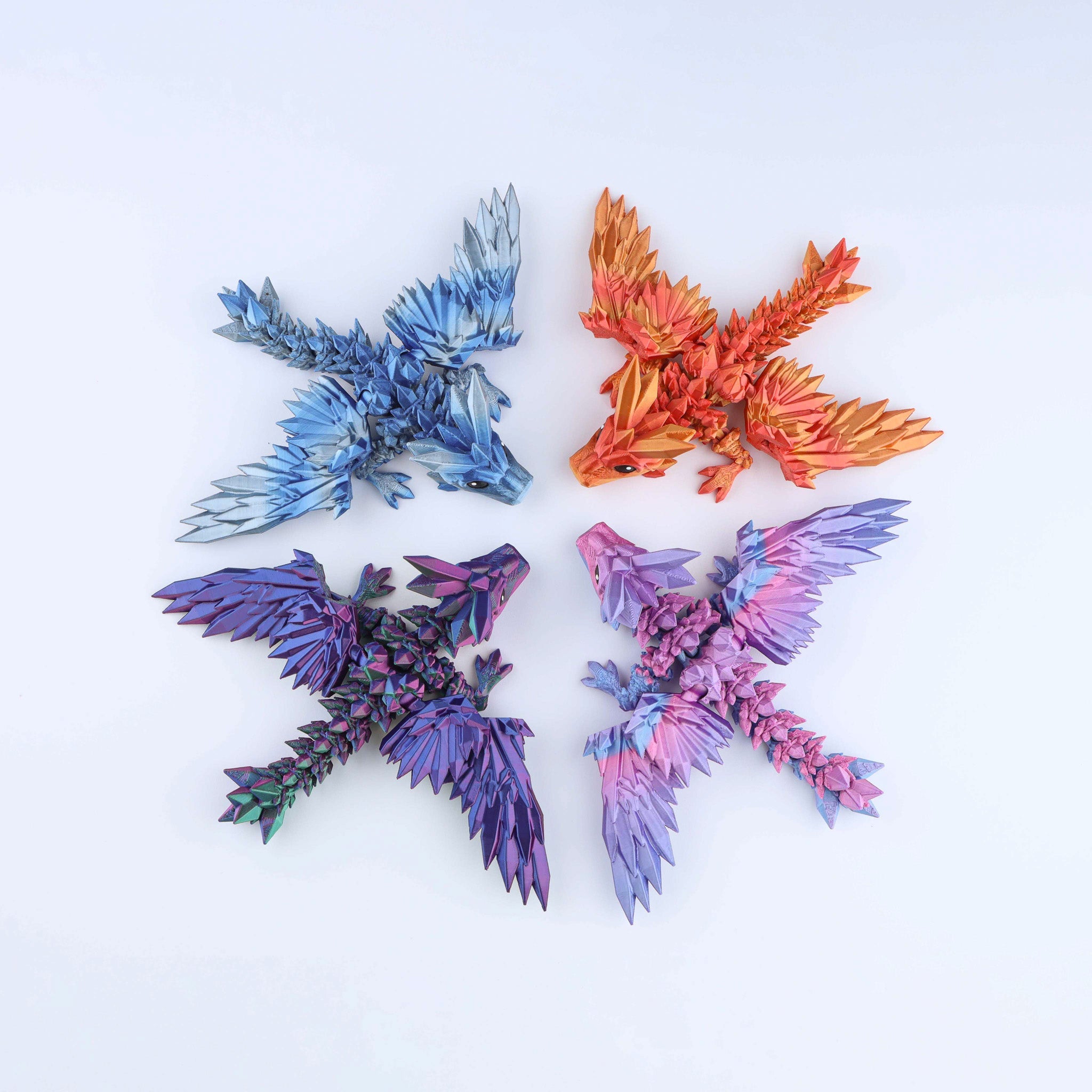 3D-gedrucktes Kristallflügel-Kaulquappendrachen-Fidget-Spielzeug – Bewegliches Fantasy-Schreibtischspielzeug-Geschenk