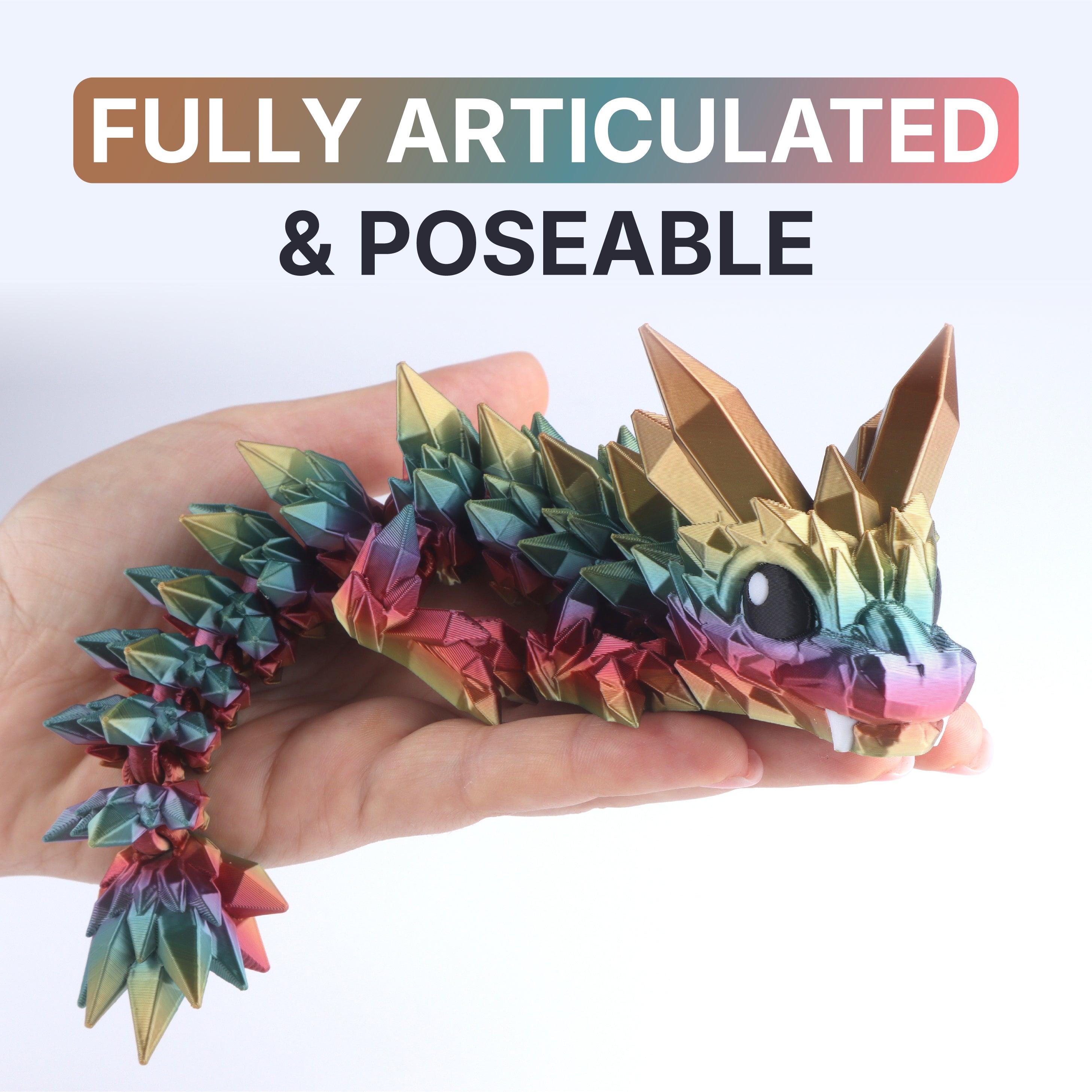Dragon bébé en cristal imprimé en 3D - Jouet de bureau articulé fantastique - Cadeau