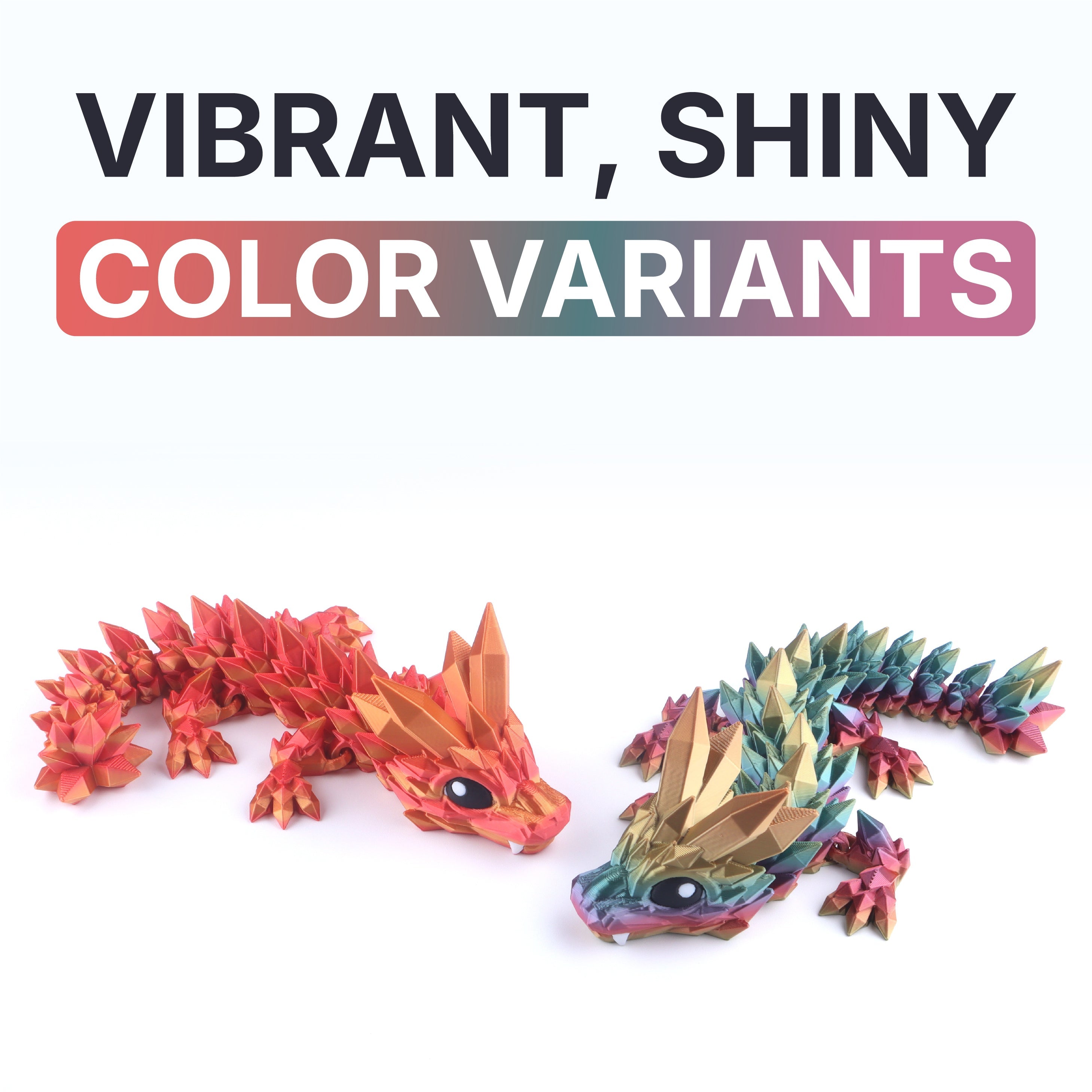 Dragon bébé en cristal imprimé en 3D - Jouet de bureau articulé fantastique - Cadeau
