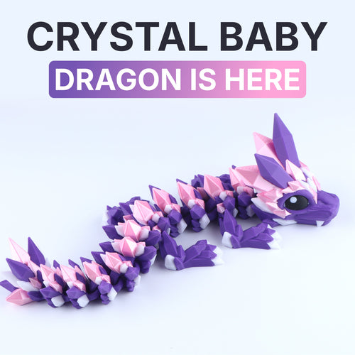 3D-gedruckter Kristall-Baby-Drachen-Fidget-Toy – Bewegliches Fantasy-Schreibtisch-Spielzeug-Geschenk