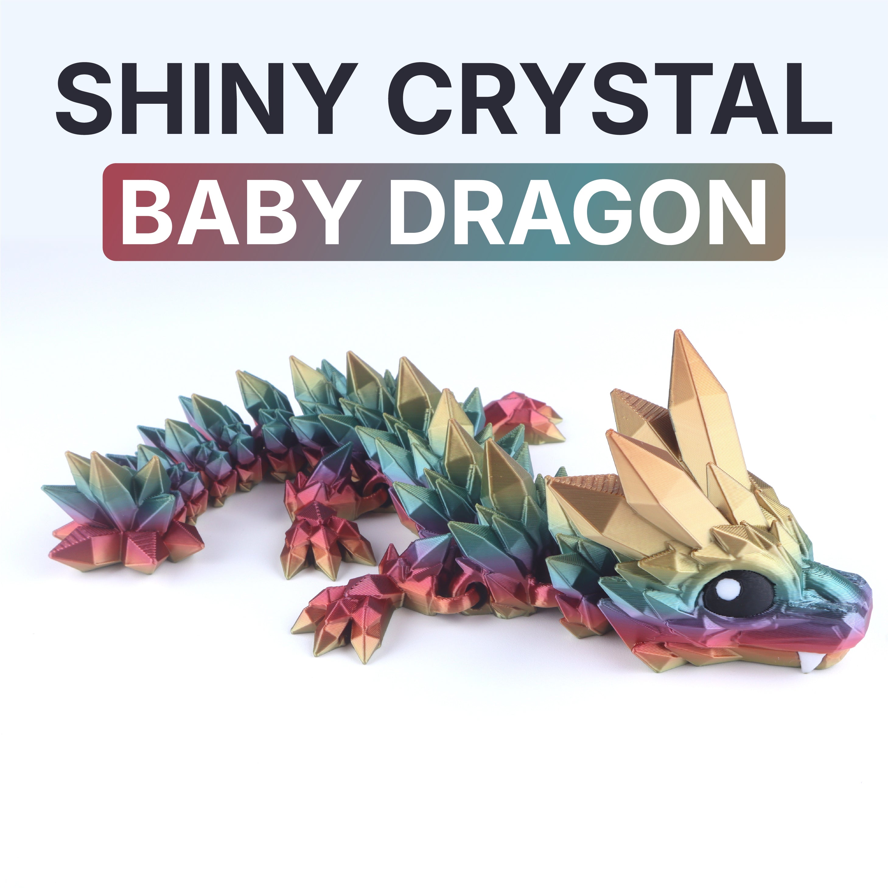 Dragon bébé en cristal imprimé en 3D - Jouet de bureau articulé fantastique - Cadeau