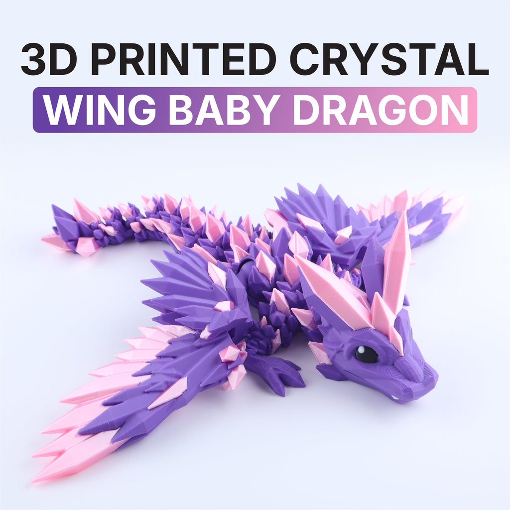 Jouet anti-stress dragonnet aux ailes en cristal imprimé en 3D – Jouet de bureau articulé fantastique, idéal comme cadeau
