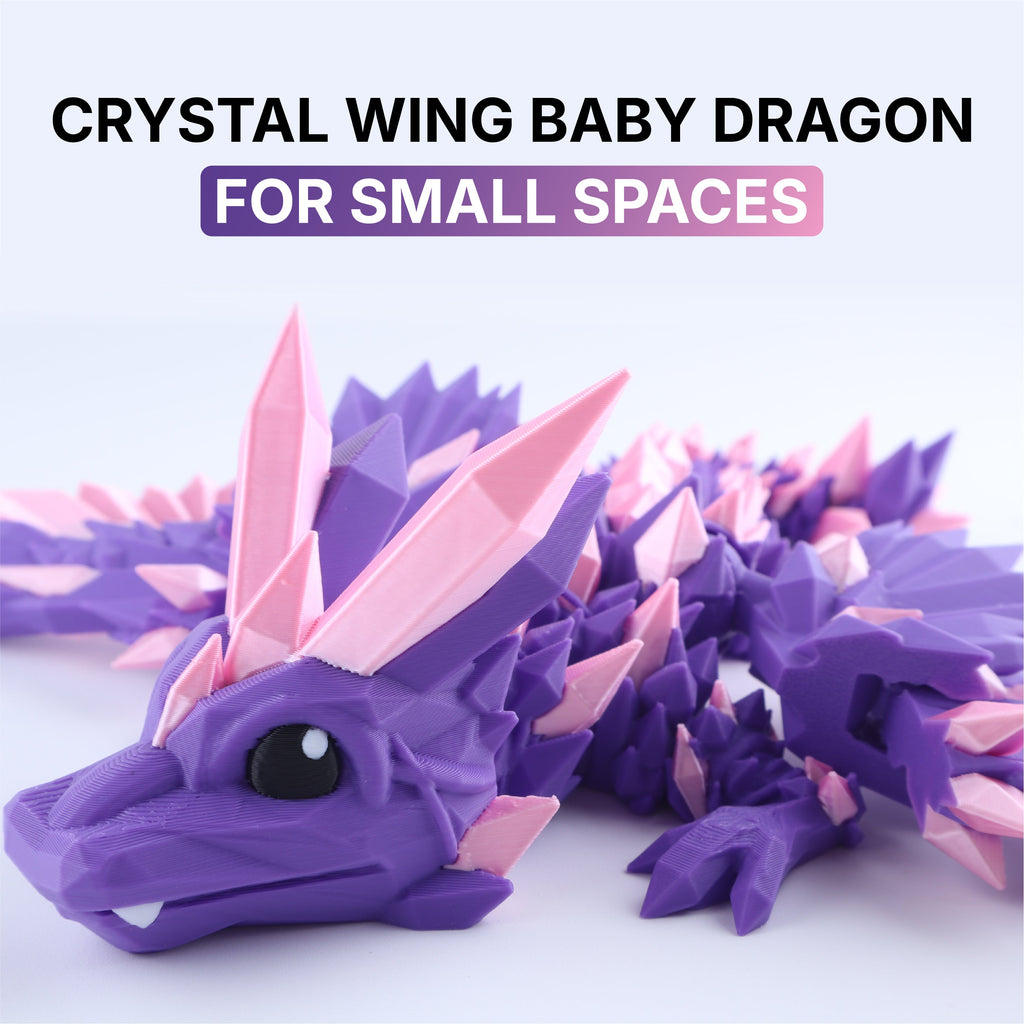 Jouet anti-stress dragonnet aux ailes en cristal imprimé en 3D – Jouet de bureau articulé fantastique, idéal comme cadeau