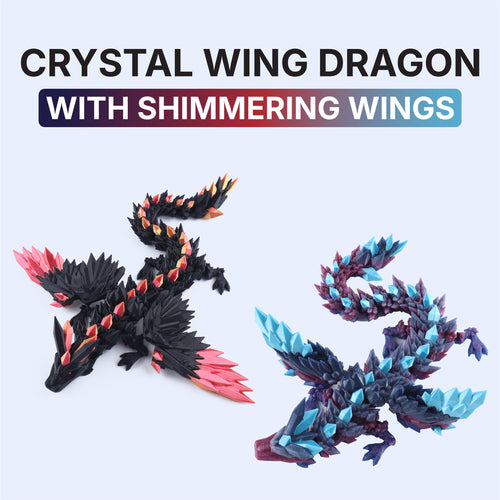 3D-gedruckter Kristallflügel-Drache Fidget Toy – Bewegliches Fantasy-Schreibtischspielzeug Geschenk