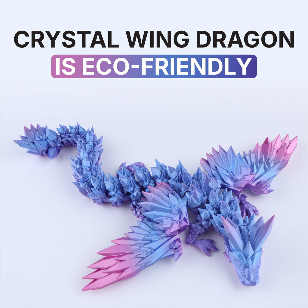 3D-gedruckter Kristallflügel-Drache Fidget Toy – Bewegliches Fantasy-Schreibtischspielzeug Geschenk