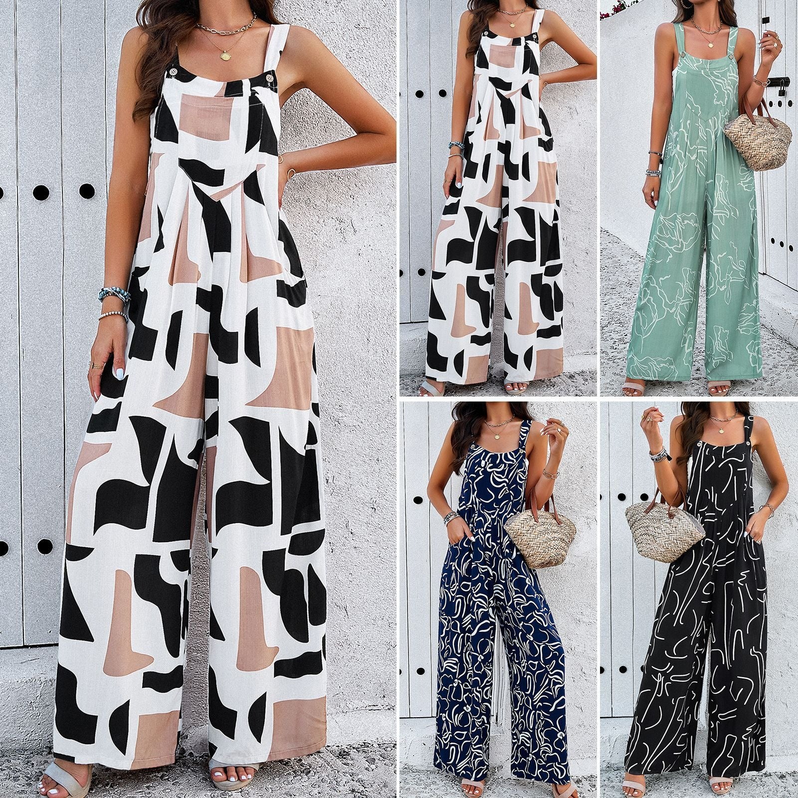 Europäische und amerikanische elegante bedruckte Jumpsuits für Damen für Frühling und Sommer