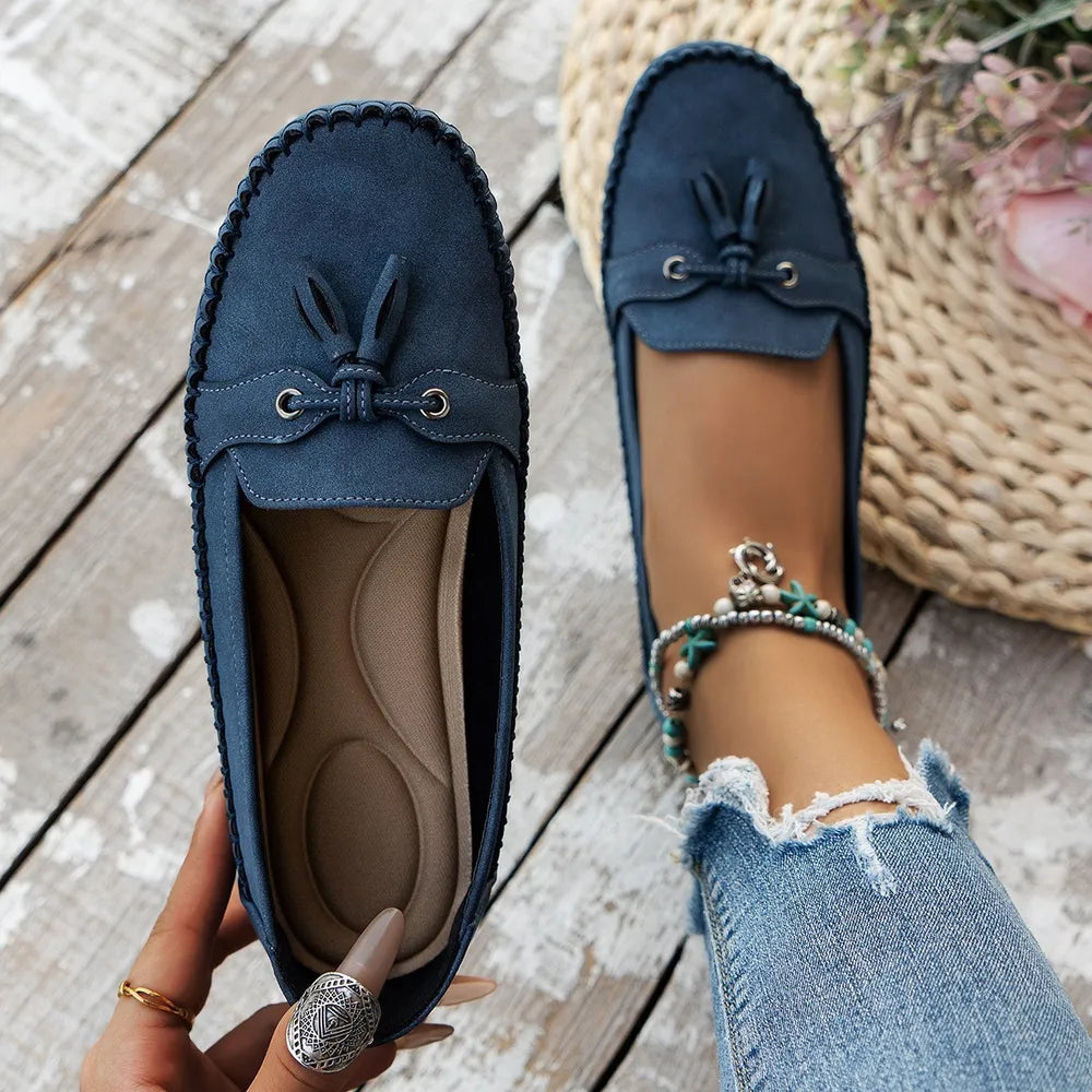 Frühlingsneue Damen Halbschuhe Leder Casual Mokassins für Damen