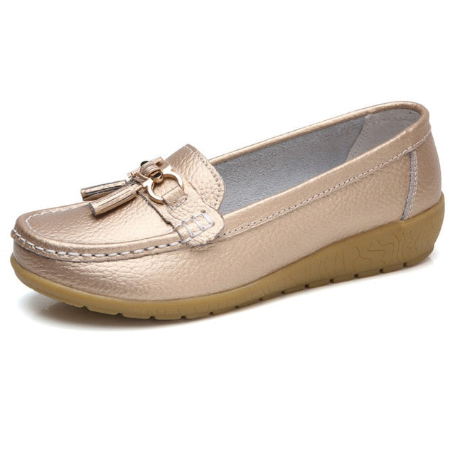 Frühlings-Ballerinas Damen Schuhe Loafer Echtes Leder Damen Ballerinas Slip-on Damen Loafer Damen Mokassinschuhe