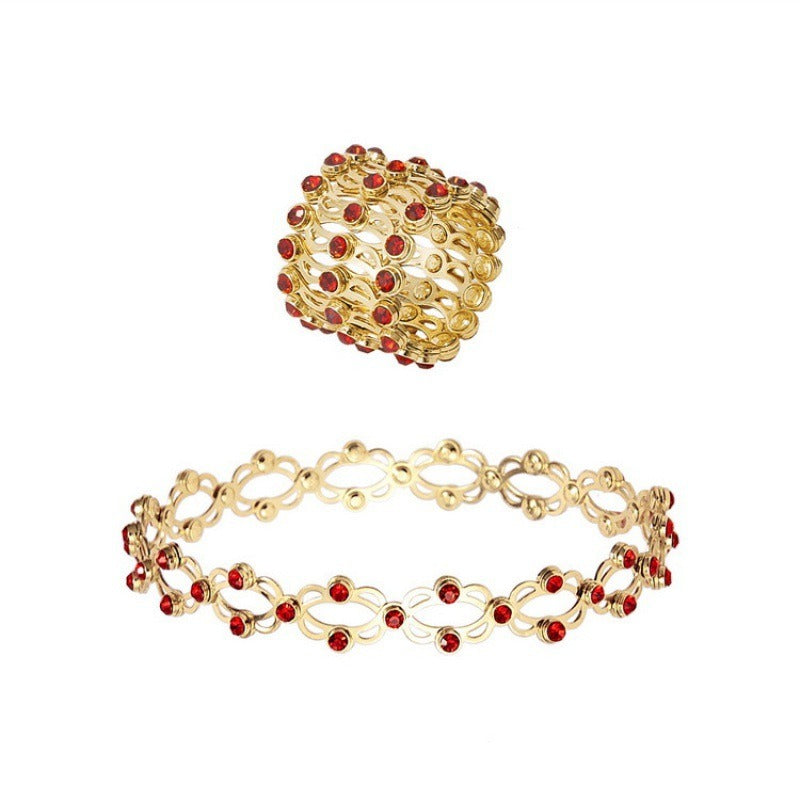 2 in 1 Neu Kreativer Magischer dehnbarer Ring Armreif für Damen Charm Glänzender Kristall ausziehbarer Armreif Ringe Schmuck Geschenk