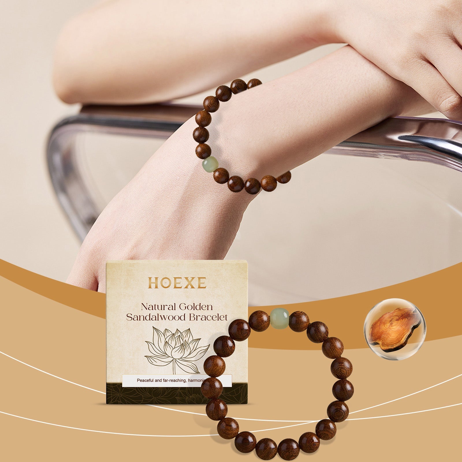 Golddraht Sandelholzperlenkette Neuer Chinesischer Stil Einfaches Minderheitengefühl Antiker Stil Stilvolles Spiel Dekoratives Armband