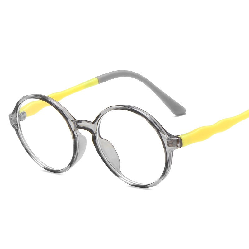 Neue runde Kinderbrille mit Blaulichtfilter, flacher Spiegel, Tr90 bunte Kinderbrille für Schüler