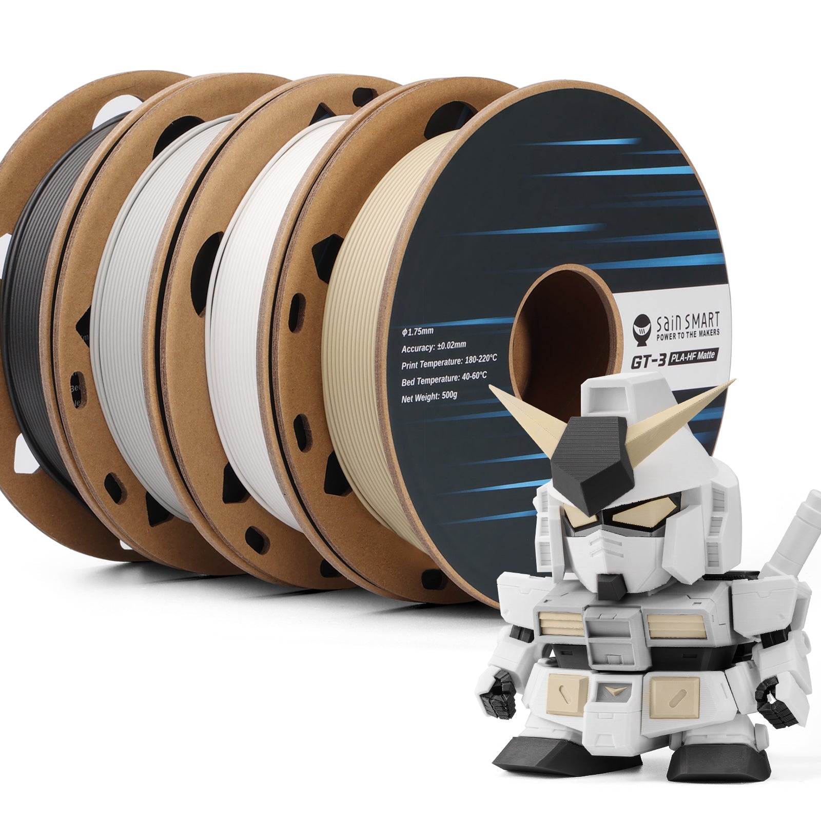 GT-3 Hochgeschwindigkeits-Vierfarb-Bündel Mattes PLA Filament, 1,75 mm 500 g x 4 Spulen, 4,4 lbs (2 kg) Blau, Grün, Violett, Indigo