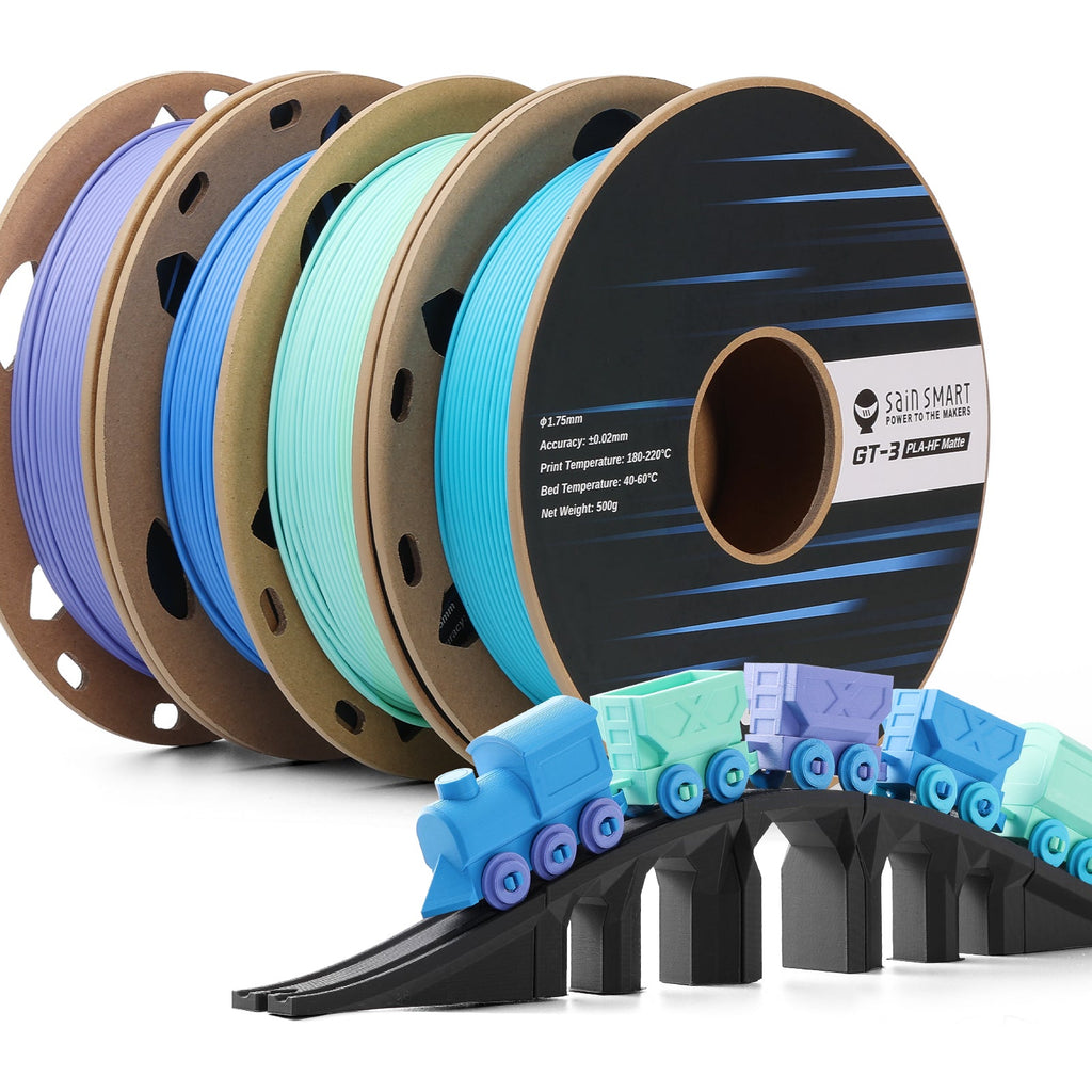 GT-3 Hochgeschwindigkeits-Vierfarb-Bündel Mattes PLA Filament, 1,75 mm 500 g x 4 Spulen, 4,4 lbs (2 kg) Blau, Grün, Violett, Indigo