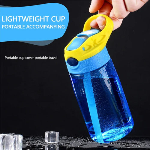 Bouteille d'eau pour enfants de 480 ml avec couvercle à paille et poignée
