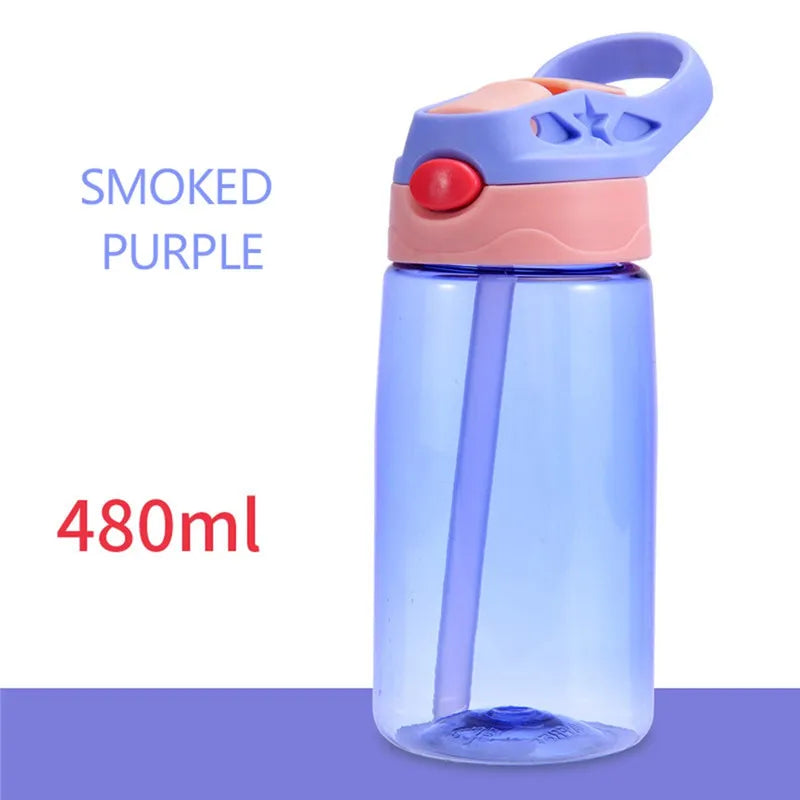 480ml Kinder-Wasserflasche mit Strohhalmdeckel und Henkel
