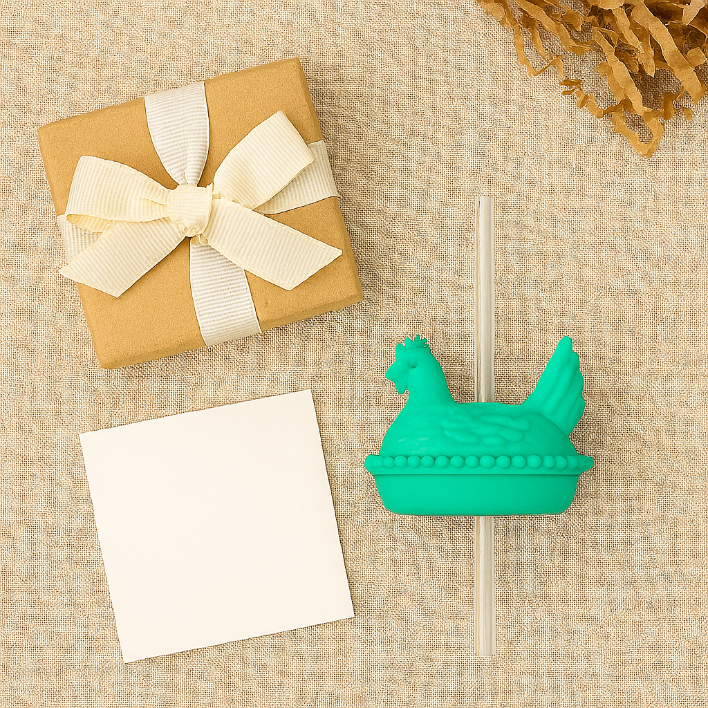 Hen in a Nest Straw Topper – Cute Chicken Cup Accessory | Farmhouse Drink Cover