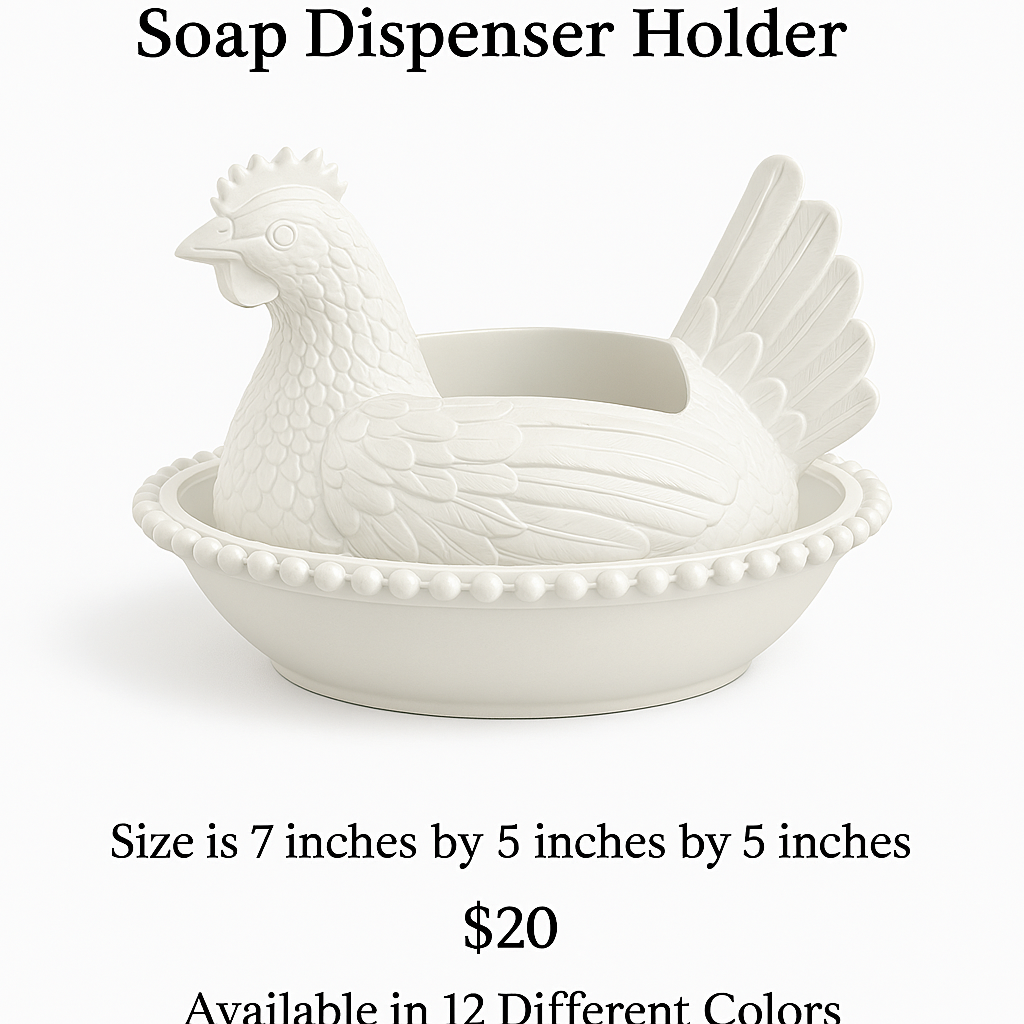 Hen in a Nest Soap Dispenser Holder – Farmhouse Bath & Kitchen Decor