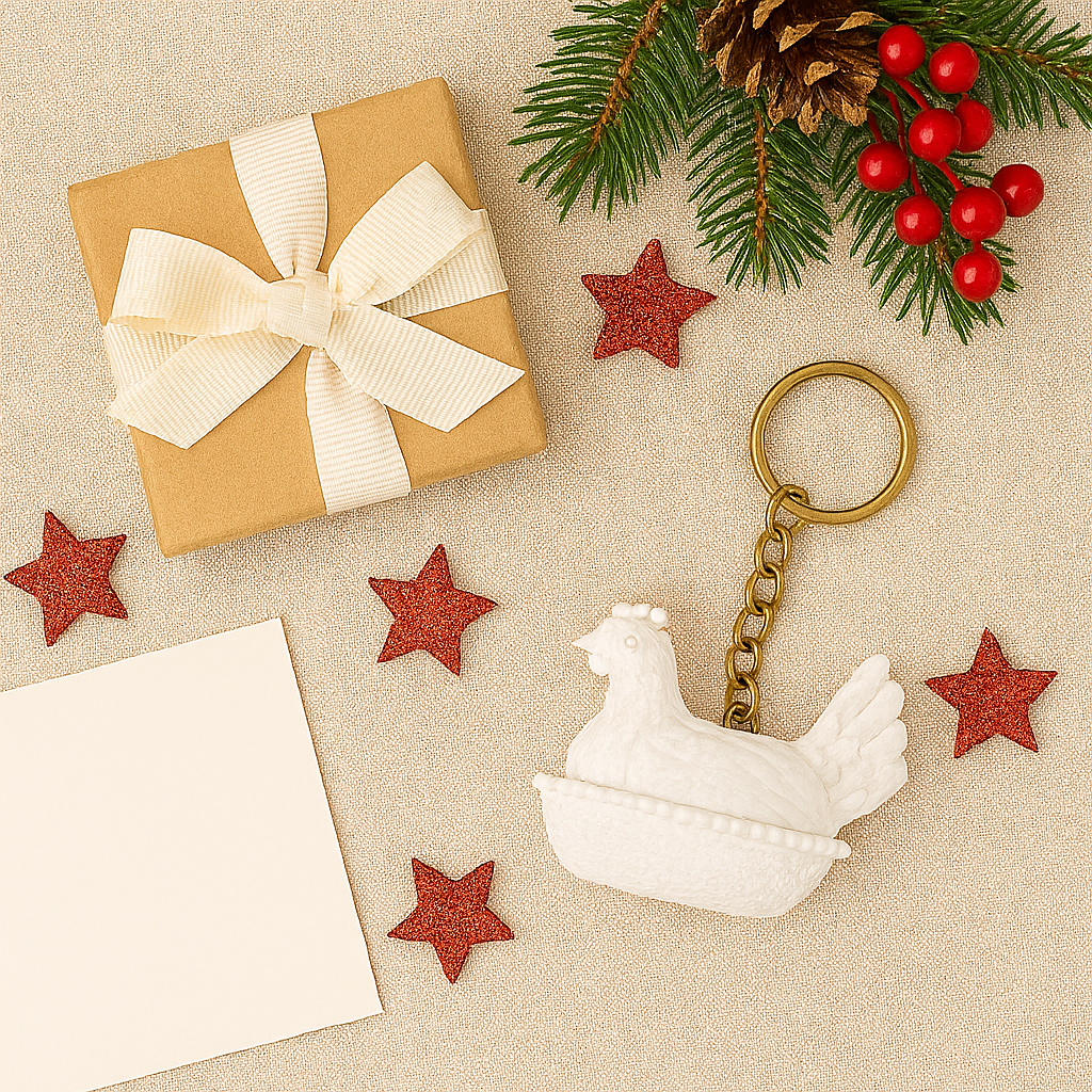 Henne im Nest Schlüsselanhänger – Bauernhof Huhn Schlüsselanhänger | Süße Hühner-Accessoires