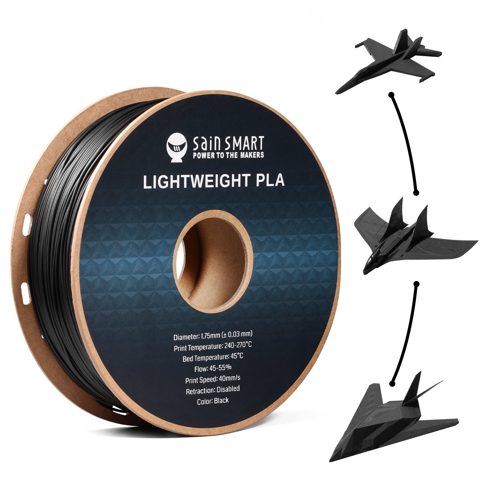 LW-PLA Filament, 1,75mm, Schwarz & Weiß, 1KG, Leichtes, schaumaktives PLA mit geringer Dichte für den 3D-Druck von RC-Flugzeugen und Drohnenteilen