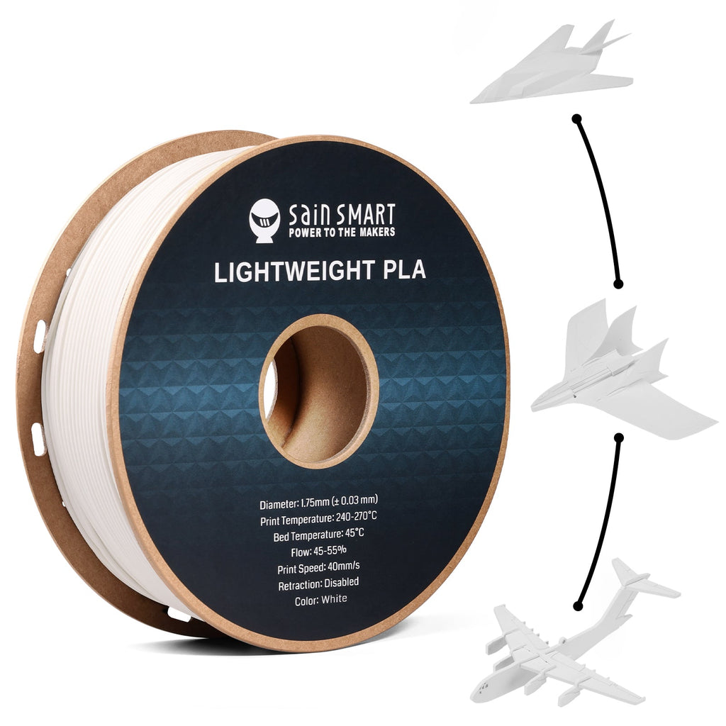 LW-PLA Filament, 1,75mm, Schwarz & Weiß, 1KG, Leichtes, schaumaktives PLA mit geringer Dichte für den 3D-Druck von RC-Flugzeugen und Drohnenteilen