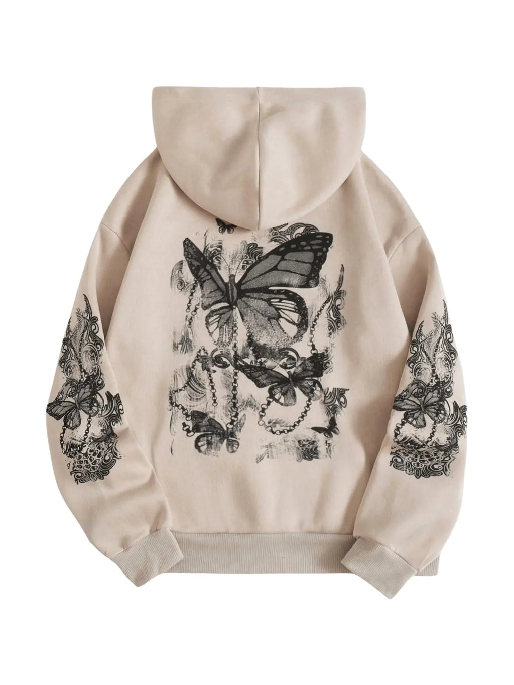 Sweat à capuche graphique pour femme, manches longues, épaules tombantes, avec poches, abricot, taille M