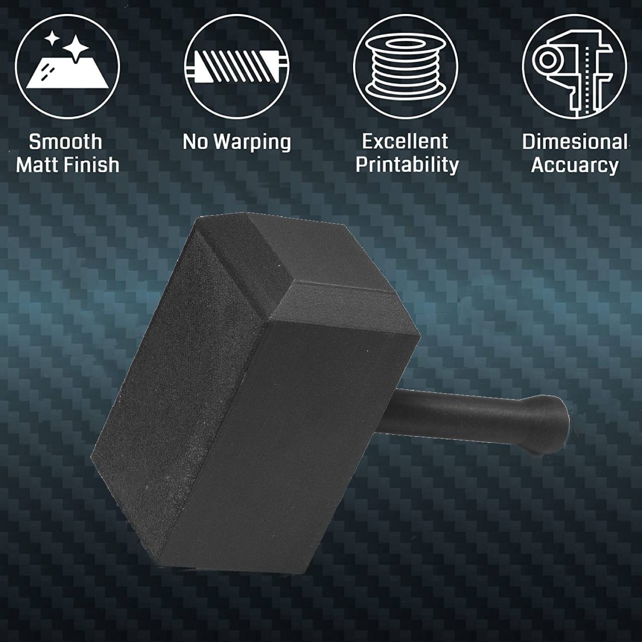 ePA12-CF 1,75 mm Kohlefaser Nylon Filament, 0,5 kg, Genauigkeit +/- 0,05 mm, Schwarz