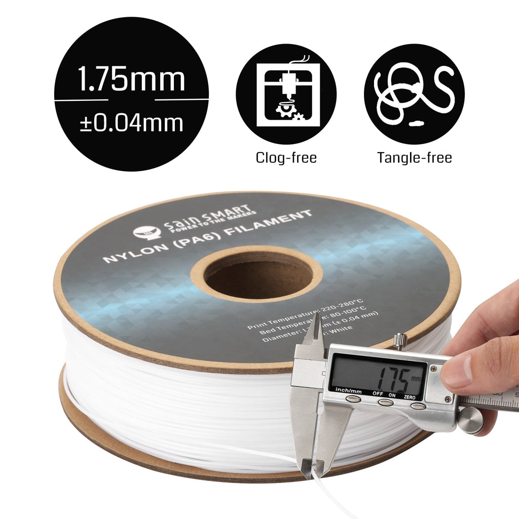 PA6 Nylon Filament 1.75 mm, 1 kg, Genauigkeit +/- 0,04 mm