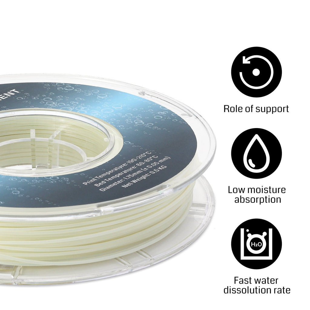 Natürliches PVA wasserlösliches Filament, wasserlösliche Stützstruktur 1,75 mm, 0,5 kg, Genauigkeit +/- 0,05 mm