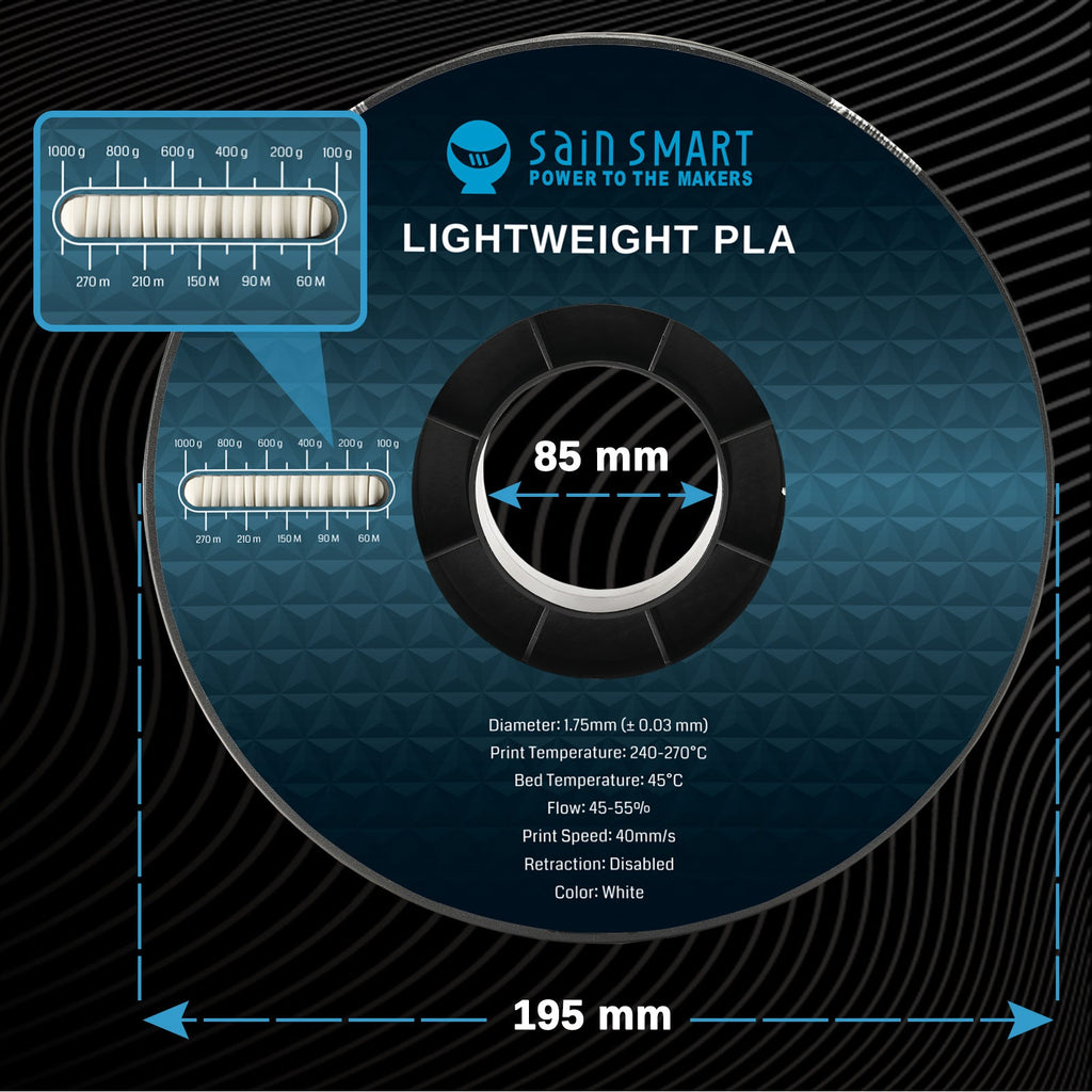 LW-PLA Filament, 1,75mm, Schwarz & Weiß, 1KG, Leichtes, schaumaktives PLA mit geringer Dichte für den 3D-Druck von RC-Flugzeugen und Drohnenteilen