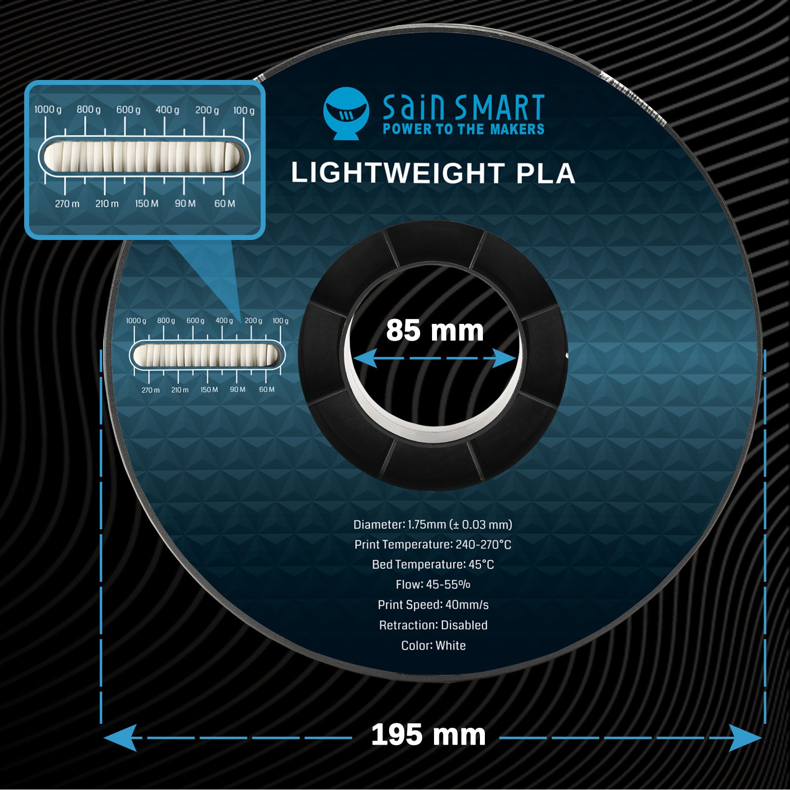 LW-PLA Filament, 1,75mm, Schwarz & Weiß, 1KG, Leichtes, schaumaktives PLA mit geringer Dichte für den 3D-Druck von RC-Flugzeugen und Drohnenteilen