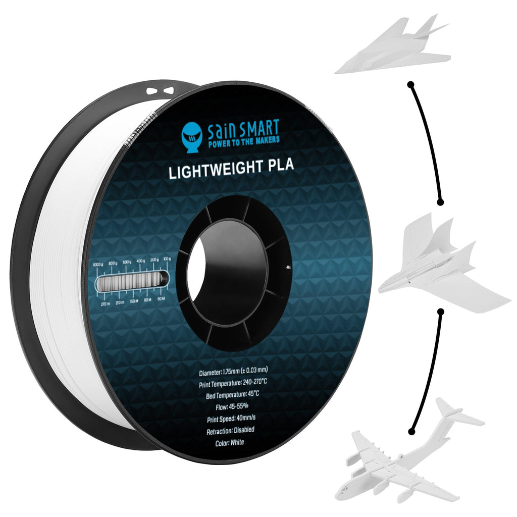 LW-PLA Filament, 1,75mm, Schwarz & Weiß, 1KG, Leichtes, schaumaktives PLA mit geringer Dichte für den 3D-Druck von RC-Flugzeugen und Drohnenteilen