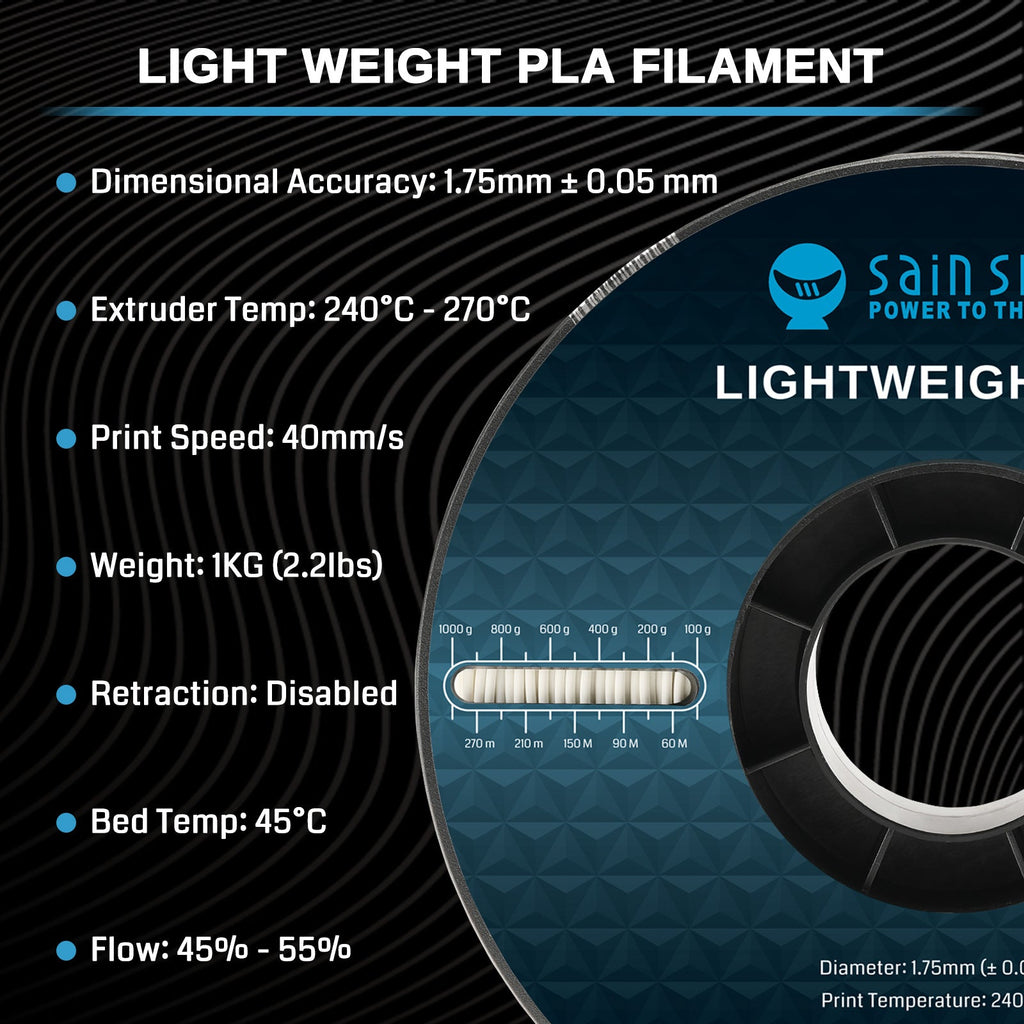 LW-PLA Filament, 1,75mm, Schwarz & Weiß, 1KG, Leichtes, schaumaktives PLA mit geringer Dichte für den 3D-Druck von RC-Flugzeugen und Drohnenteilen