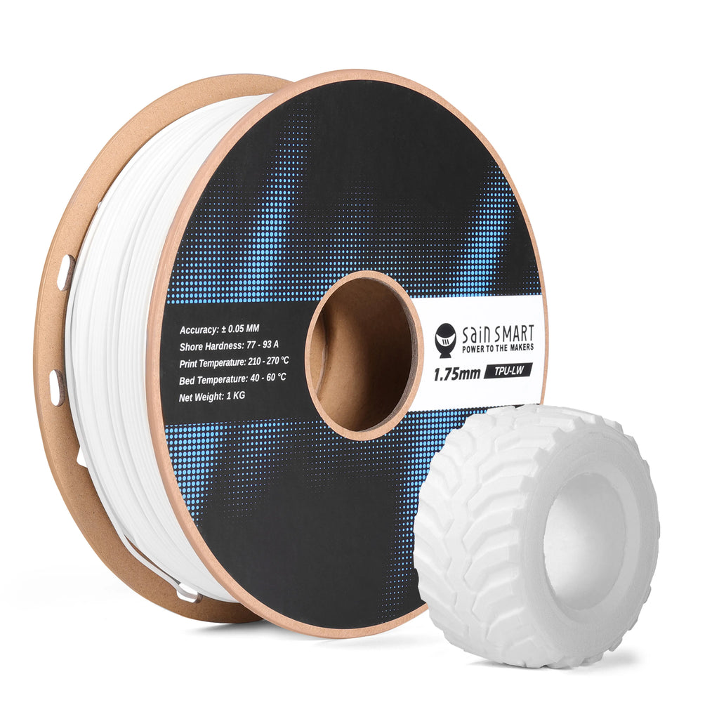 Filament TPU léger 1,75 mm, TPU-LW moussant 77A–93A, Haute résilience et fini mat